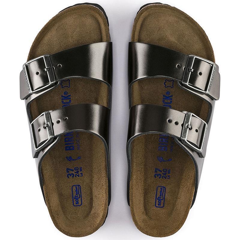 Birkenstock Soft Footbed Læder Arizona Dame Sort | DK 59YXF